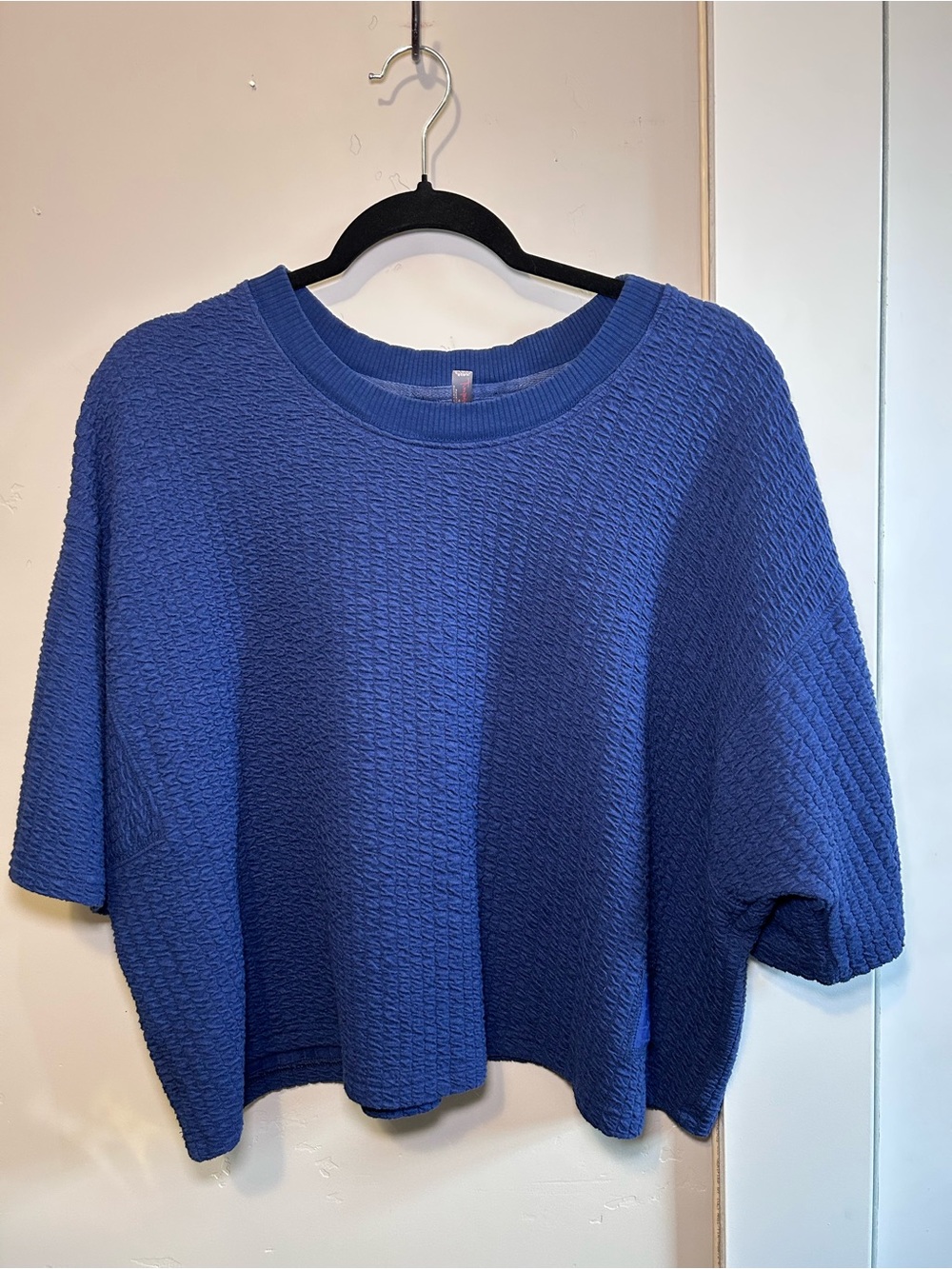 FP Movement by Free People Blue Textured Boxy Crop Top